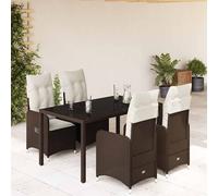 SET TAVOLO E SEDIE VIDAXL da Bistrot 5 pz con Cuscini in Polyrattan Marrone - 3277066