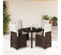 vidaXL Set Bistrò da Giardino 5 pz con Cuscini in Polyrattan Marrone