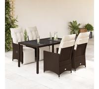 vidaXL Set Bistrò da Giardino 5 pz con Cuscini in Polyrattan Marrone