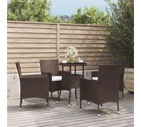 vidaXL Set Bistrò da Giardino 5 pz con Cuscini in Polyrattan Marrone