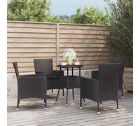 Set Bistrò da Giardino 5 pz con Cuscini in Polyrattan Nero