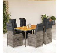 vidaXL Set Bistrò da Giardino 7 pz con Cuscini in Polyrattan Grigio