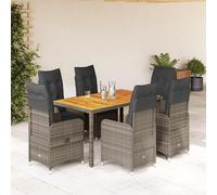 SET TAVOLO E SEDIE VIDAXL da Bistrot 7 pz con Cuscini in Polyrattan Grigio - 3277023