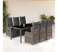 vidaXL Set Bistrò da Giardino 7 pz con Cuscini in Polyrattan Grigio