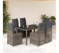 vidaXL Set Bistrò da Giardino 7 pz con Cuscini in Polyrattan Grigio