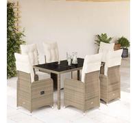 vidaXL Set Bistrò da Giardino 7 pz con Cuscini in Polyrattan Marrone