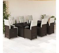 SET TAVOLO E SEDIE VIDAXL da Bistrot 9 pz con Cuscini in Polyrattan Marrone - 3277297