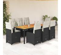 vidaXL Set Bistrò da Giardino 9 pz con Cuscini in Polyrattan Nero