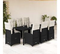 vidaXL Set Bistrò da Giardino 9 pz con Cuscini in Polyrattan Nero