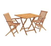 vidaXL Set Bistro da Giardino Pieghevole 3 Pezzi 3 pz Naturale