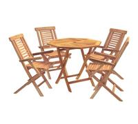 vidaXL Set bistro da giardino pieghevole da 5 pezzi Naturale