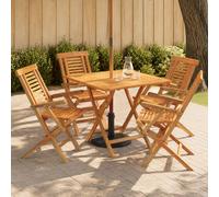 vidaXL Set bistro da giardino pieghevole da 5 pezzi Naturale