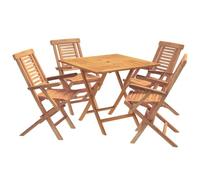 vidaXL Set bistro da giardino pieghevole da 5 pezzi Naturale