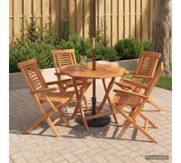 vidaXL Set bistro da giardino pieghevole da 5 pezzi Naturale