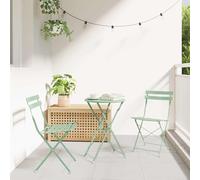 vidaXL Set di Mobili da Esterno Verde Chiaro Rotondo Mobili da Giardino Pieghevoli per 2 Persone Resistenti ai Raggi UV Sedie con Finitura Elegante Ideale per Uso Balcone Leggero e Pieghevole Tavolo