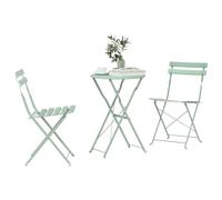 vidaXL Set di Mobili da Esterno Verde Chiaro Rotondo Mobili da Giardino Pieghevoli per 2 Persone Resistenti ai Raggi UV Sedie con Finitura Elegante Ideale per Uso Balcone Leggero e Pieghevole Tavolo