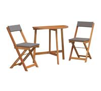 vidaXL Set da bistrot pieghevole da 3 pezzi con cuscini in legno massello di acacia