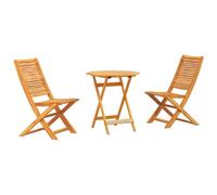 vidaXL Set Bistro Pieghevole 3 Pezzi in Legno Massello di Acacia