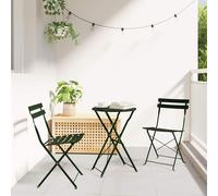 vidaXL Set Bistro Pieghevole 3 Pezzi - Verde Scuro in Acciaio