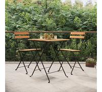 vidaXL Set Bistrò Pieghevole 3 pz in Legno Massello di Teak e Acciaio