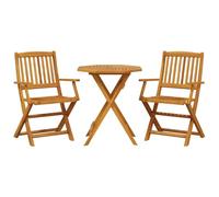 vidaXL Set Bistrò Pieghevole 3pz in Legno Massello di Acacia