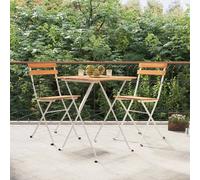 vidaXL Set Bistrò Pieghevole 3pz in Legno Massello di Acacia e Acciaio