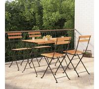 VIDAXL - Set Bistr Pieghevole 5pz In Legno Massello Di Acacia E Acciaio