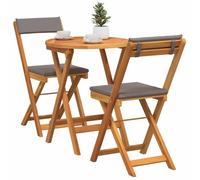 vidaXL Set bistrot pieghevole 3 pezzi con cuscini in legno massello acacia