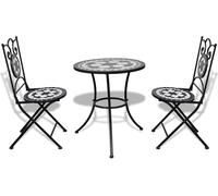 vidaXL Set bistrot 3 pezzi in ceramica bianca e nera