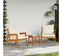 Set bistrot con cuscino 3 pcs Marrone Legno di Acacia Massello
