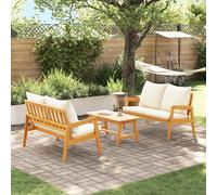 Set bistrot con cuscino 3 pcs Marrone Legno di Acacia Massello