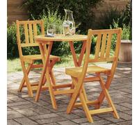 vidaXL Set bistrot 3 pz Olio Naturale Legno di Acacia Massello