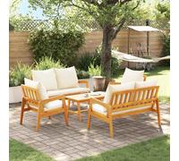 vidaXL Set bistrot con cuscino 5 pcs Marrone Legno di Acacia Massello