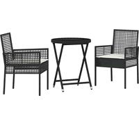 vidaXL Set bistrot da giardino 3 pezzi in rattan nero