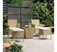 vidaXL Set Bistrot da Giardino 5 pz Polyrattan e Vetro Temperato Beige