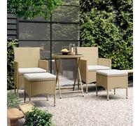 vidaXL Set Bistrot da Giardino 5 pz Polyrattan e Vetro Temperato Beige