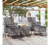 vidaXL Set Bistrot da Giardino 5pz Polyrattan e Vetro Temperato Grigio