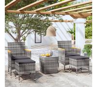 vidaXL Set Bistrot da Giardino 5pz Polyrattan e Vetro Temperato Grigio