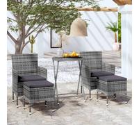 vidaXL Set Bistrot da Giardino 5pz Polyrattan e Vetro Temperato Grigio
