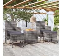 Set Bistrot Giardino 5 pz Polyrattan e Massello Acacia Grigio