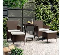 Set Bistrot Giardino 5 pz Polyrattan e Vetro Temperato Marrone