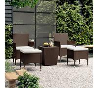 Set Bistrot Giardino 5 pz Polyrattan e Vetro Temperato Marrone