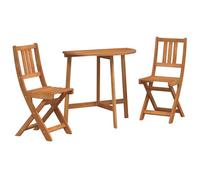 vidaXL Set bistrot giardino pieghevole 3 pezzi legno massello acacia, tavolo da giardino pieghevole arrotondato 78 x 46 x 75 cm legno massello acacia, sedie da giardino pieghevoli 2 pezzi 36 x 46 x 85