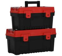 vidaXL Set Cassette degli Attrezzi 2 pz Nero e Rosso in Polipropilene