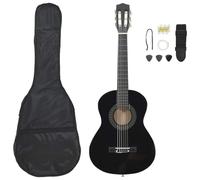 vidaXL Set Chitarra Classica per Principianti 8 pz Strumenti Musicali Chitarra Acustica Giochi Musicali Prodotti per Fare Musica Nera 1/2 34"