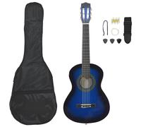 vidaXL Set di chitarra classica per principianti, 8 pezzi, blu 1/2 34"