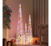 vidaXL Set Coni Luce LED Acrilico Decorativo Multicolore 60/90/120 cm