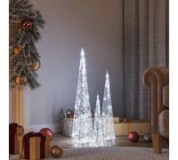 vidaXL Set Coni Luce LED Decorativi Acrilici Bianco Freddo 30/45/60cm