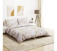 vidaXL Set Copripiumino Bianco e Marrone 260x240 cm in Cotone
