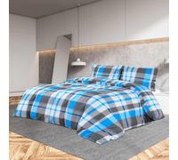 vidaXL Set Copripiumino Blu e Grigio 200x200 cm in Cotone